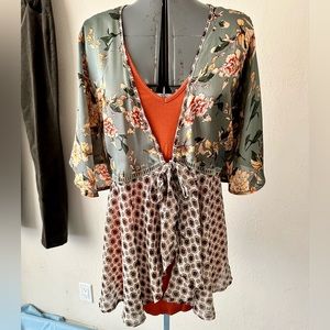Over-blouse, topper, lightweight wrap, light jacket, kimono style.